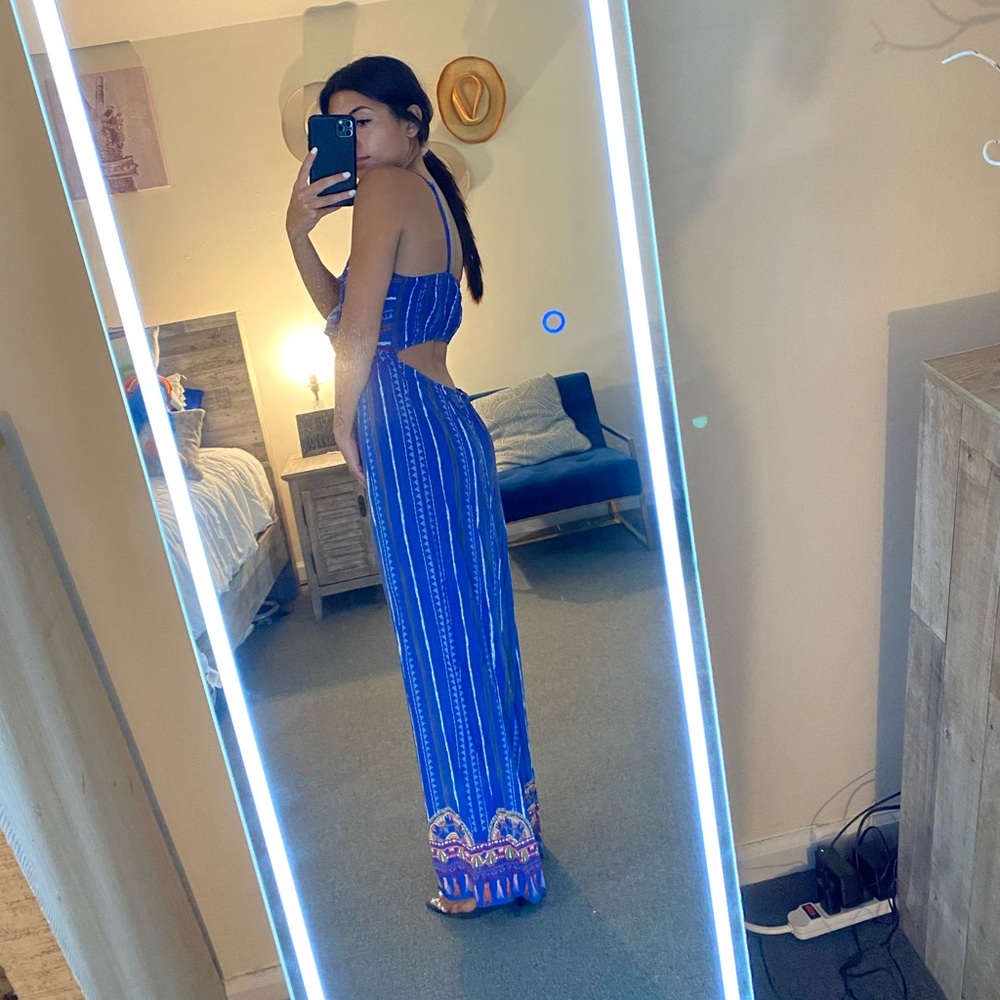 Blue pattern jumpsuit - Picture 2 of 6